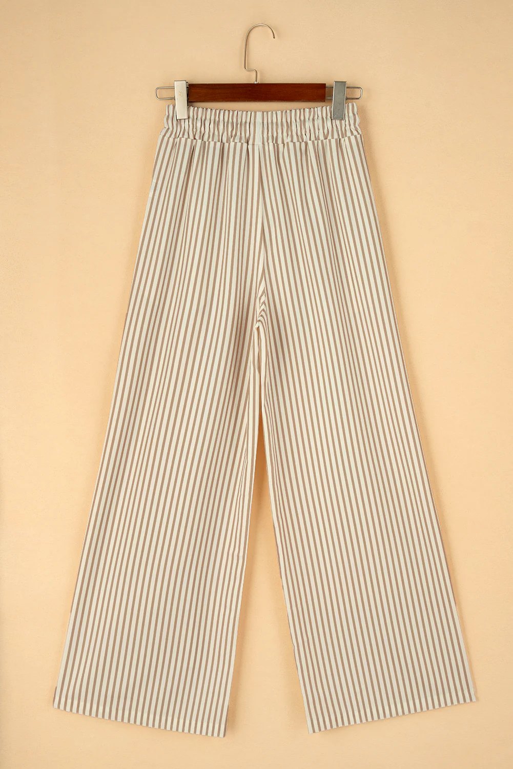 Stripe Print Wide Leg Drawstring Pants