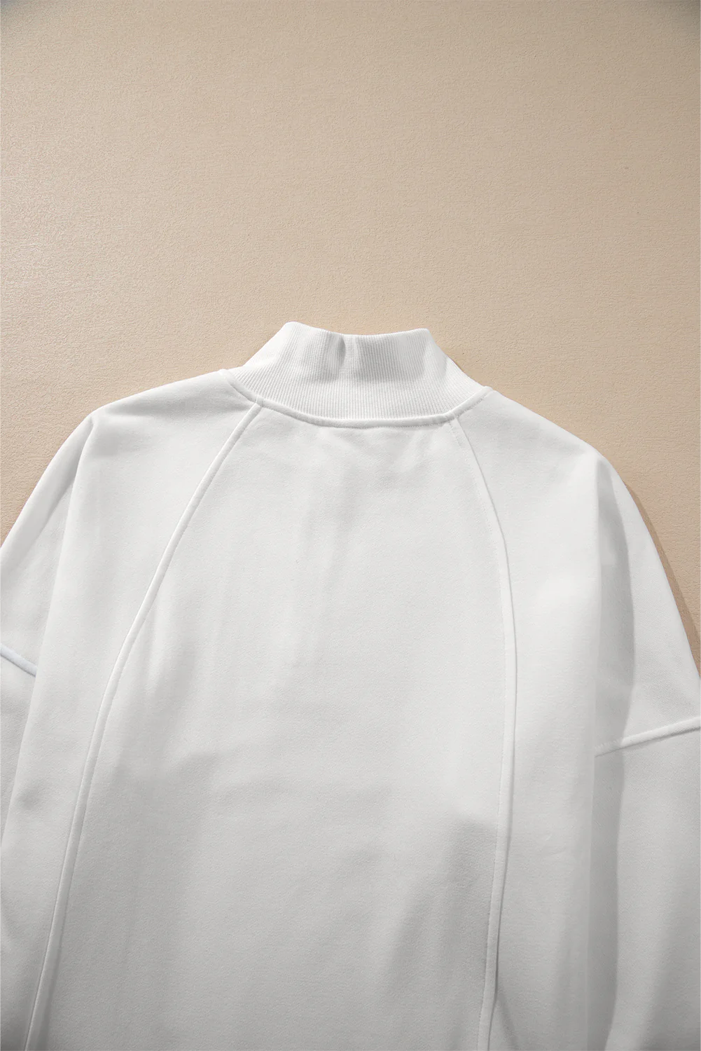 Zipped Neck Pullover Drop Shoulder Sweatshirt