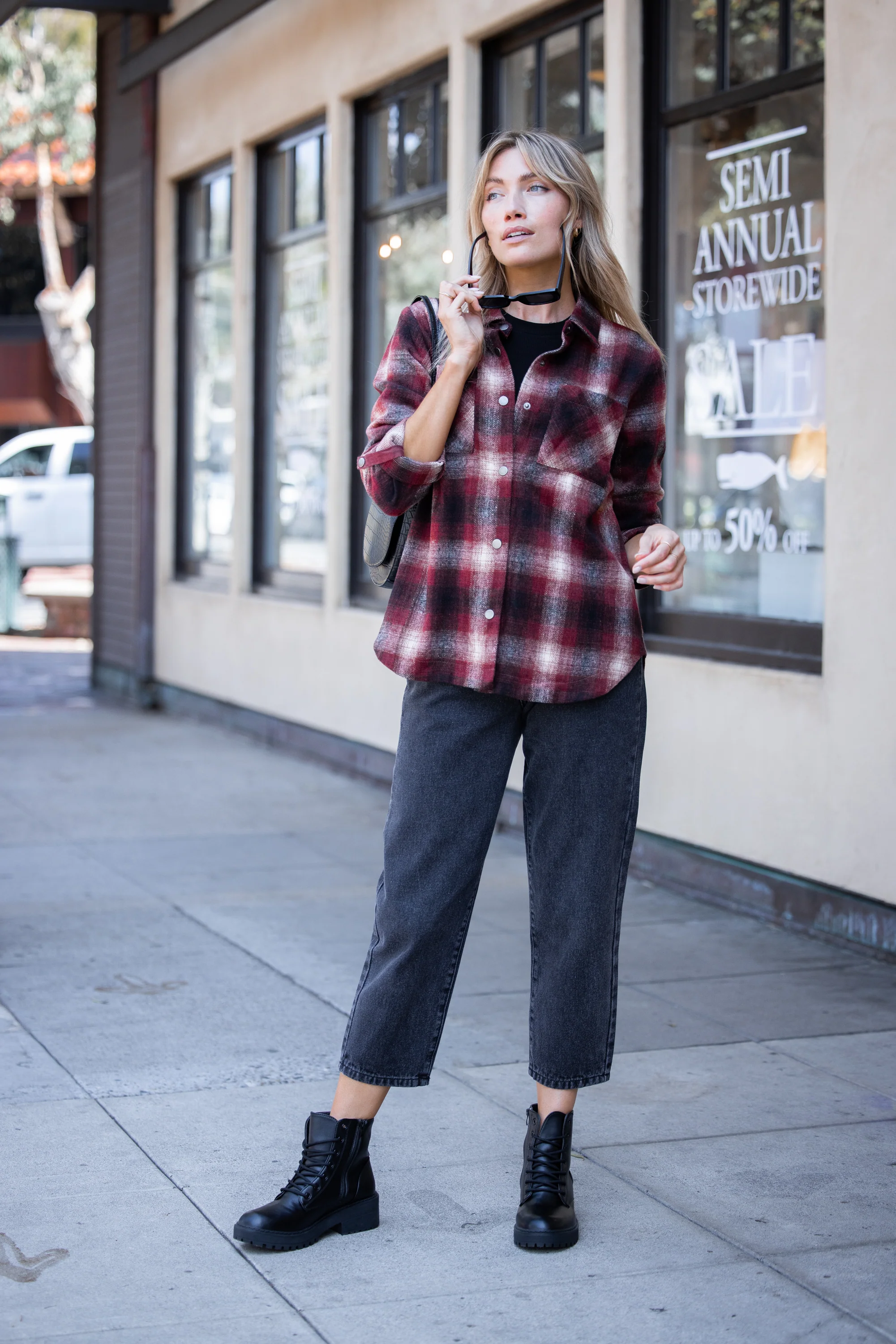 Burgundy Olympus Plaid Shacket