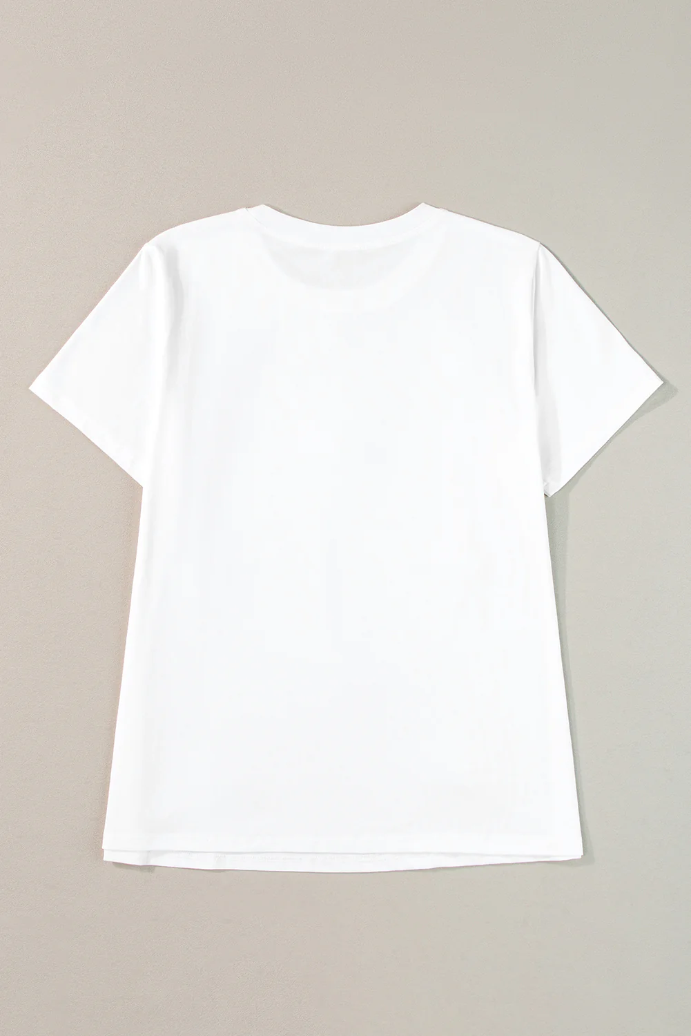 White Flower Applique Round Neck T-shirt