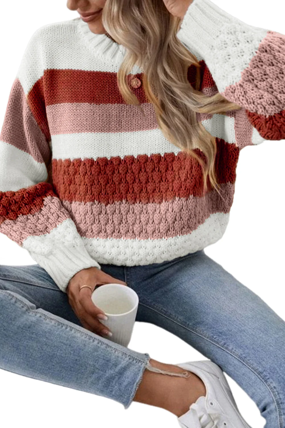 Cable Knit Drop Shoulder Sweater