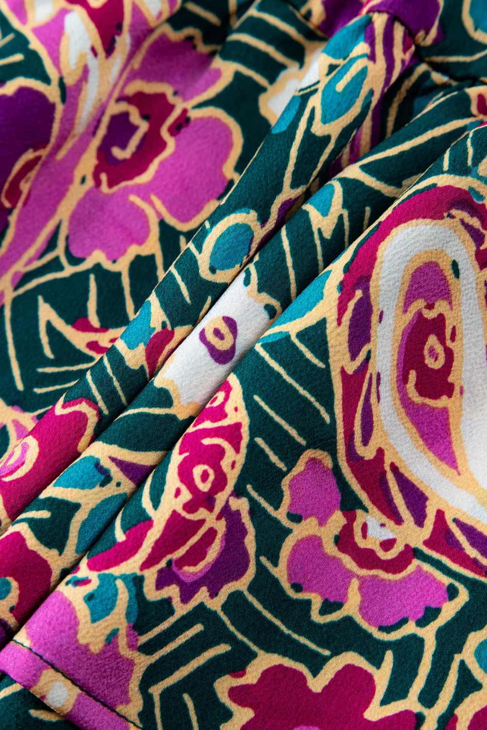 Paisley Print Flutter Sleeve Tiered Ruffle Dress