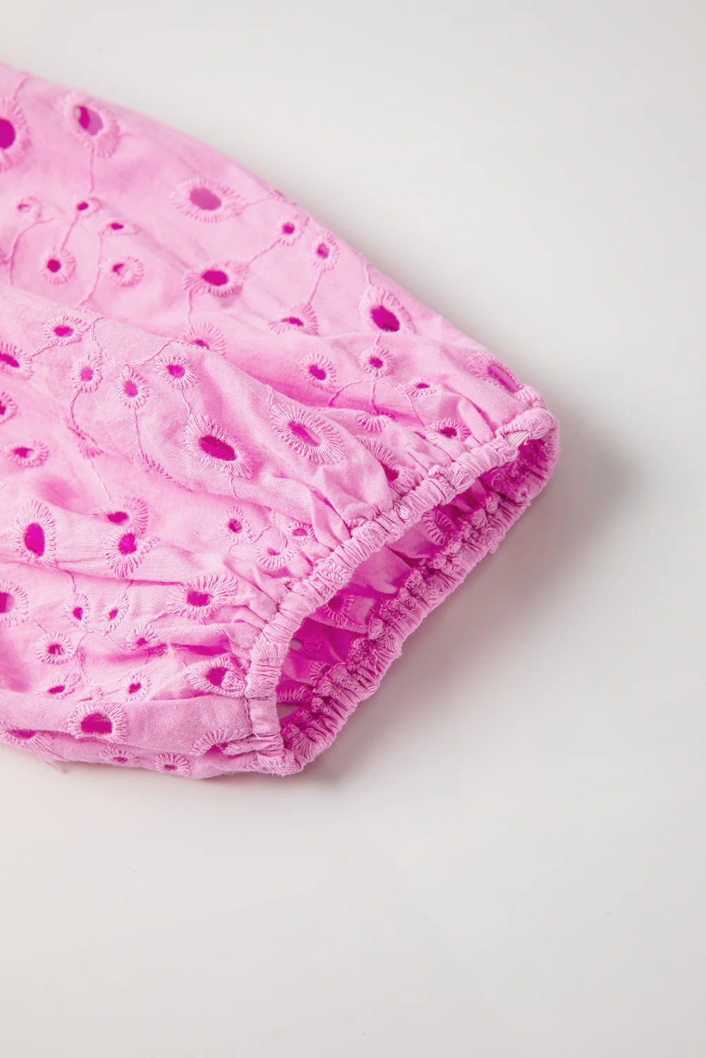 Flower Embroidered Hollow-out Puff Sleeve Blouse