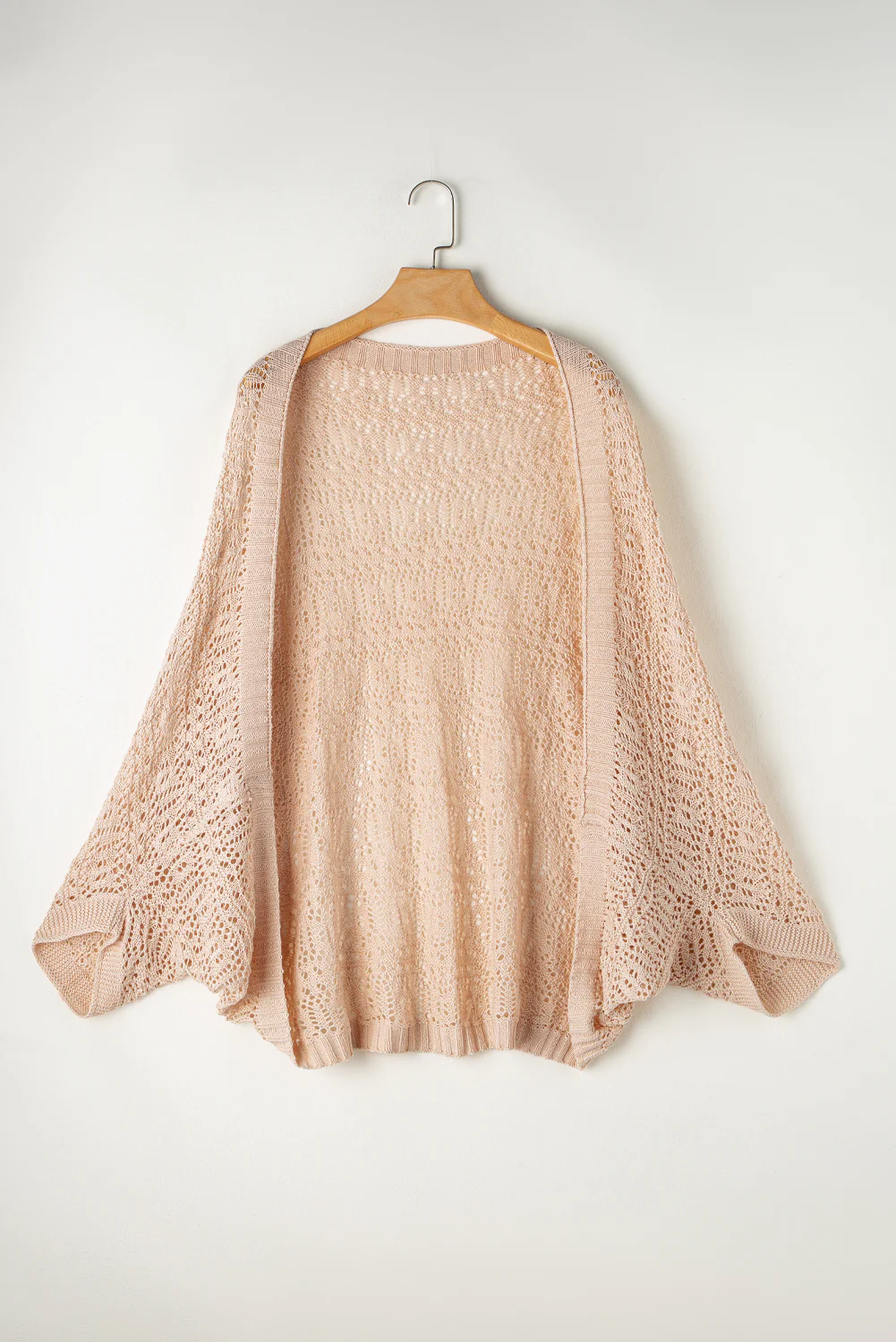 Pointelle Hollowed Knit Batwing Sleeve Cardigan