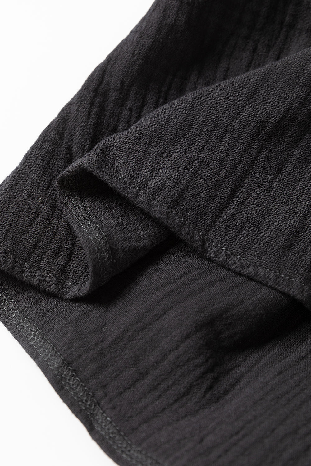 Lace Crochet Trim Deep V Neck Textured Blouse