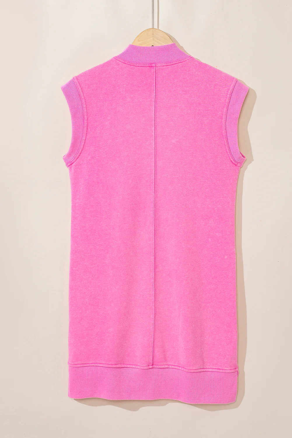 Quarter Zip Pocketed Cap Sleeve Sweatshirt Dress