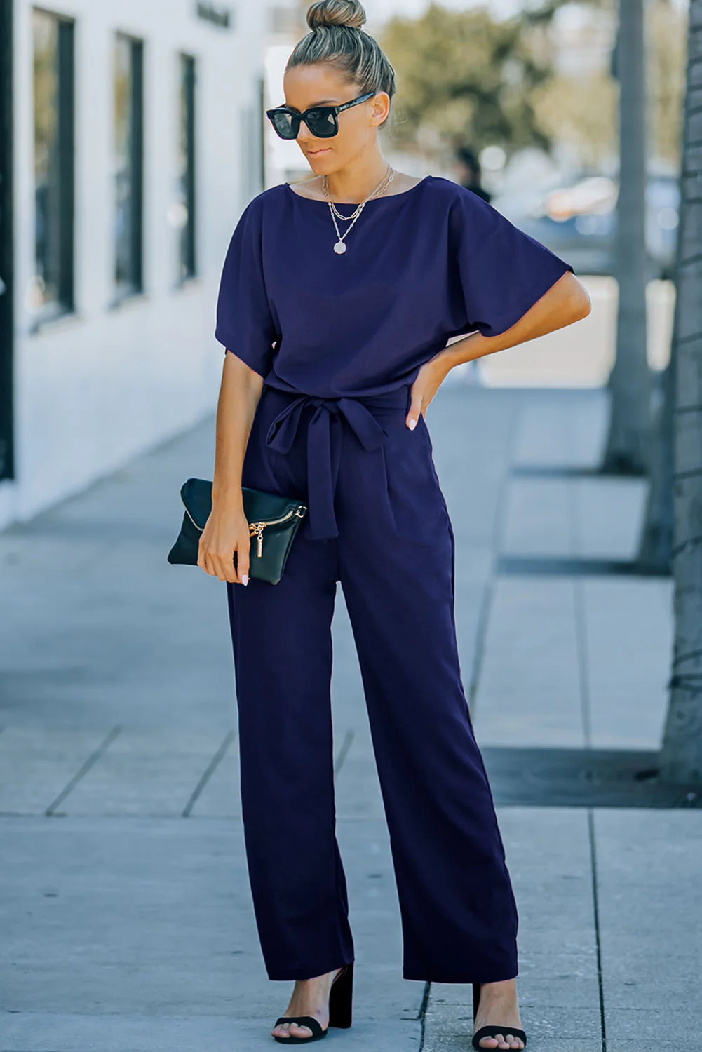 Belted Wide Leg Jumpsuit