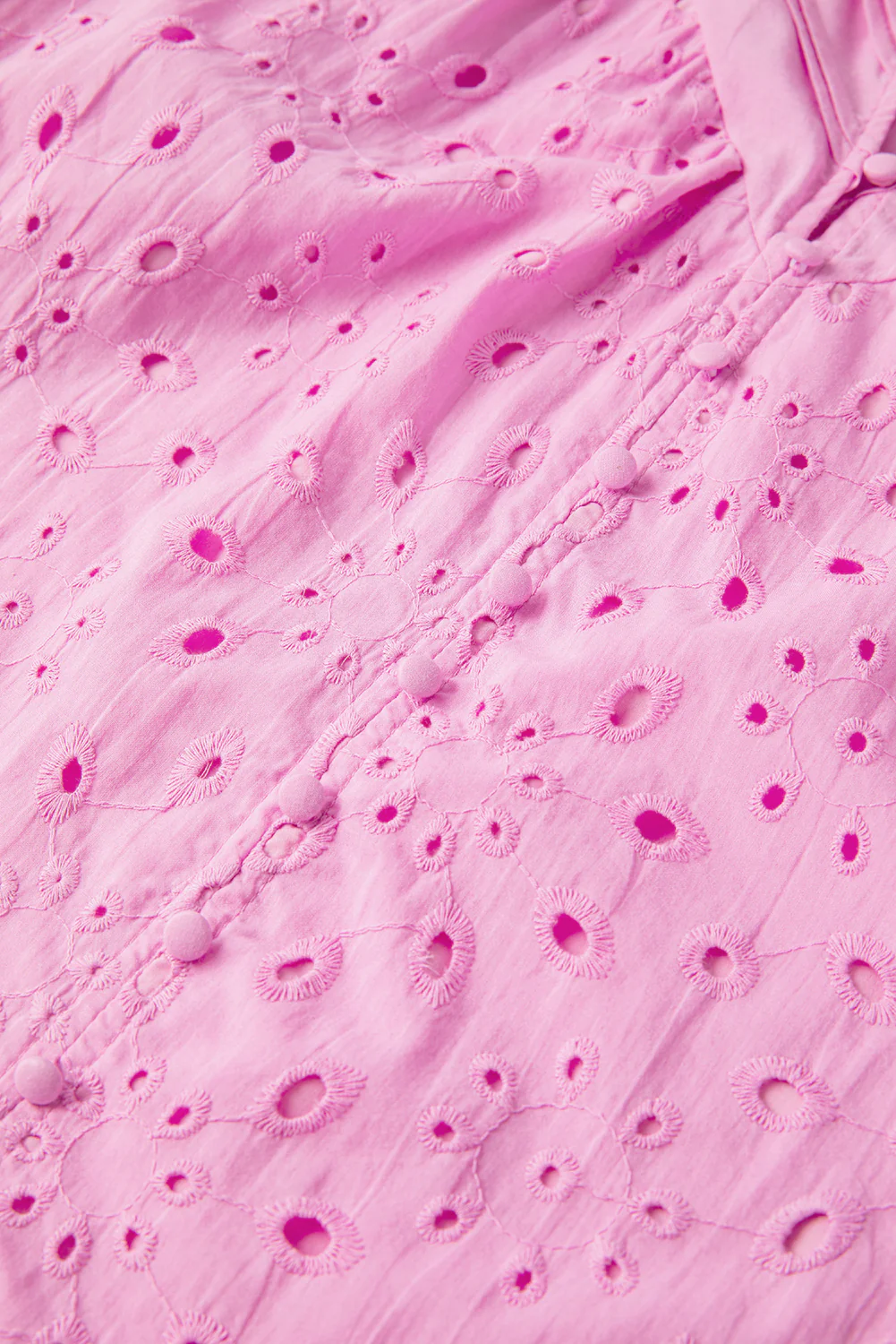 Flower Embroidered Hollow-out Puff Sleeve Blouse