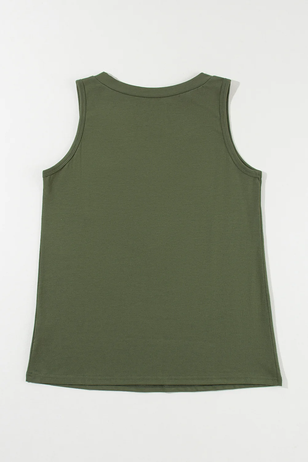 Half Button V Neck Patched Pocket Tank Top