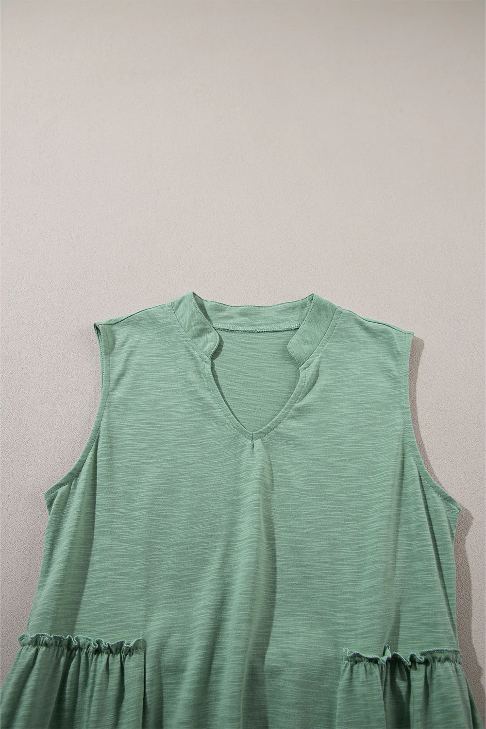 Split V Neck Tiered Flowy Sleeveless Dress