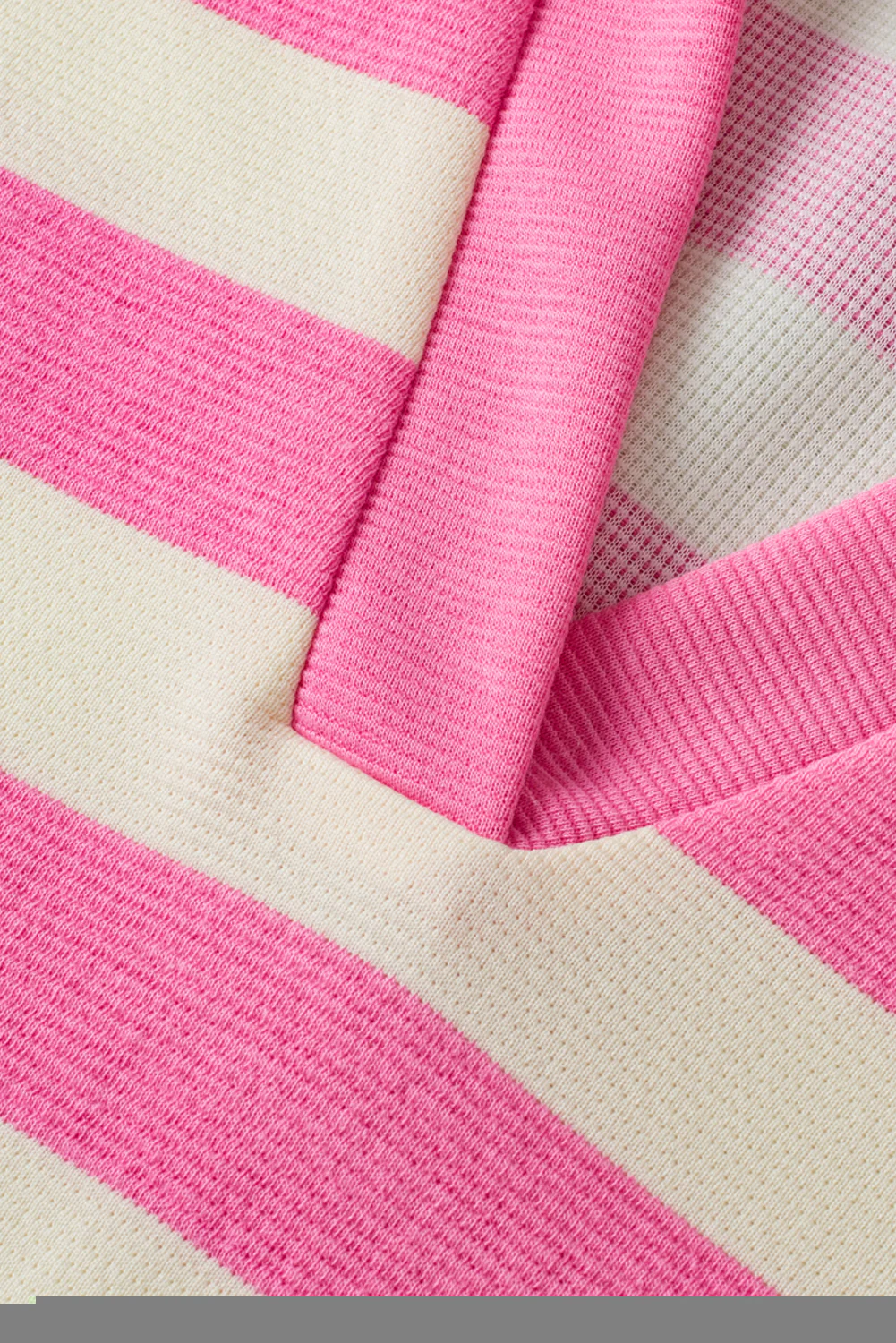 Stripe V Neck Collared Cap Sleeve Top