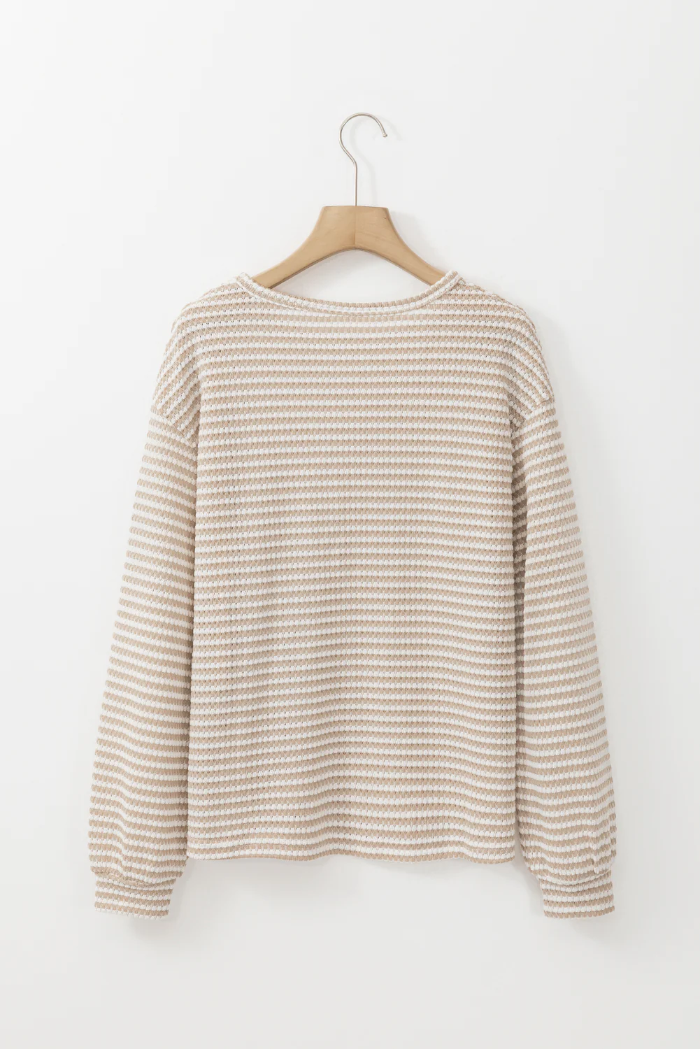 Stripe Round Neck Drop Shoulder Long Sleeve Top