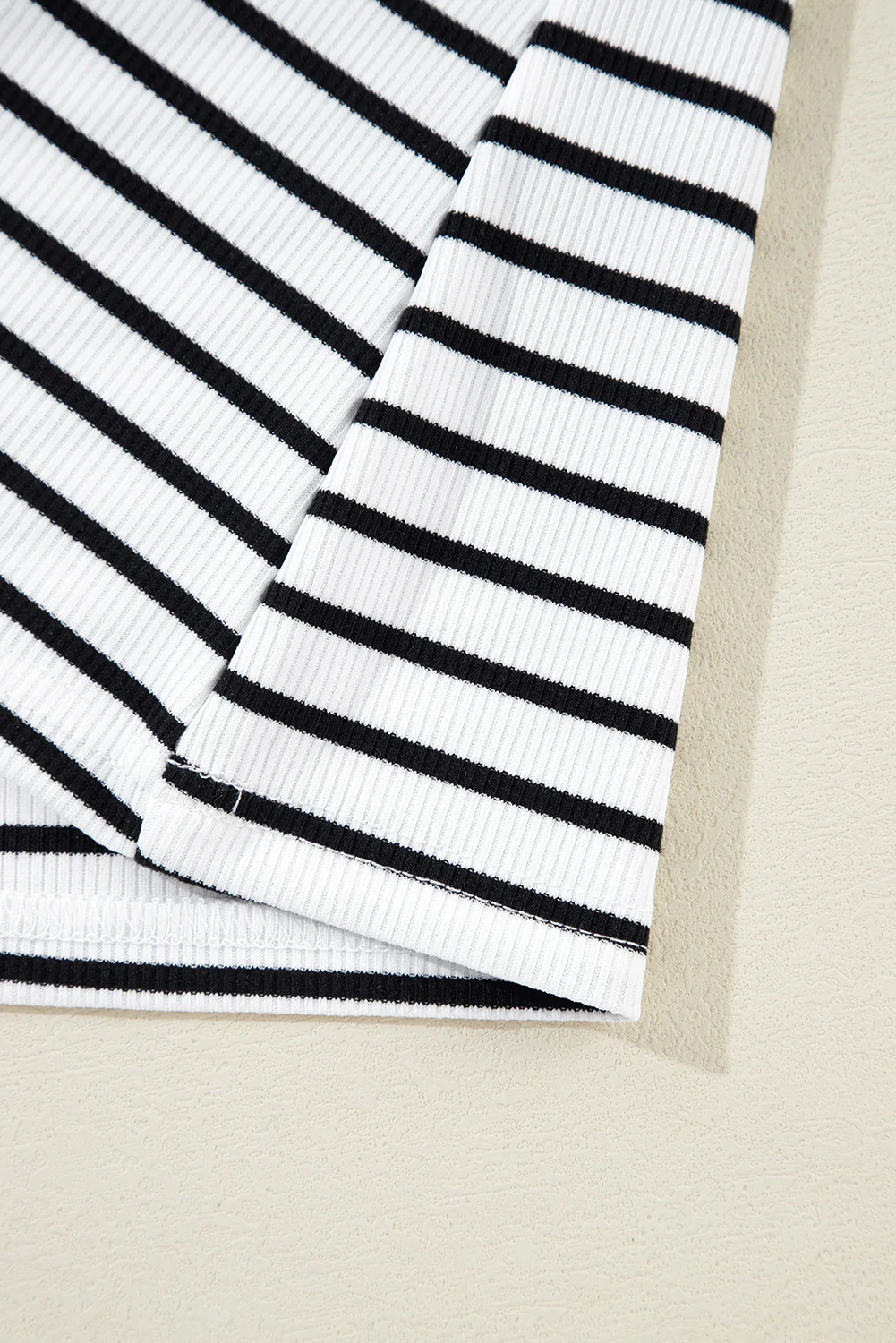 Stripe Slim Fit Buttoned V Neck Long Sleeve T Shirt