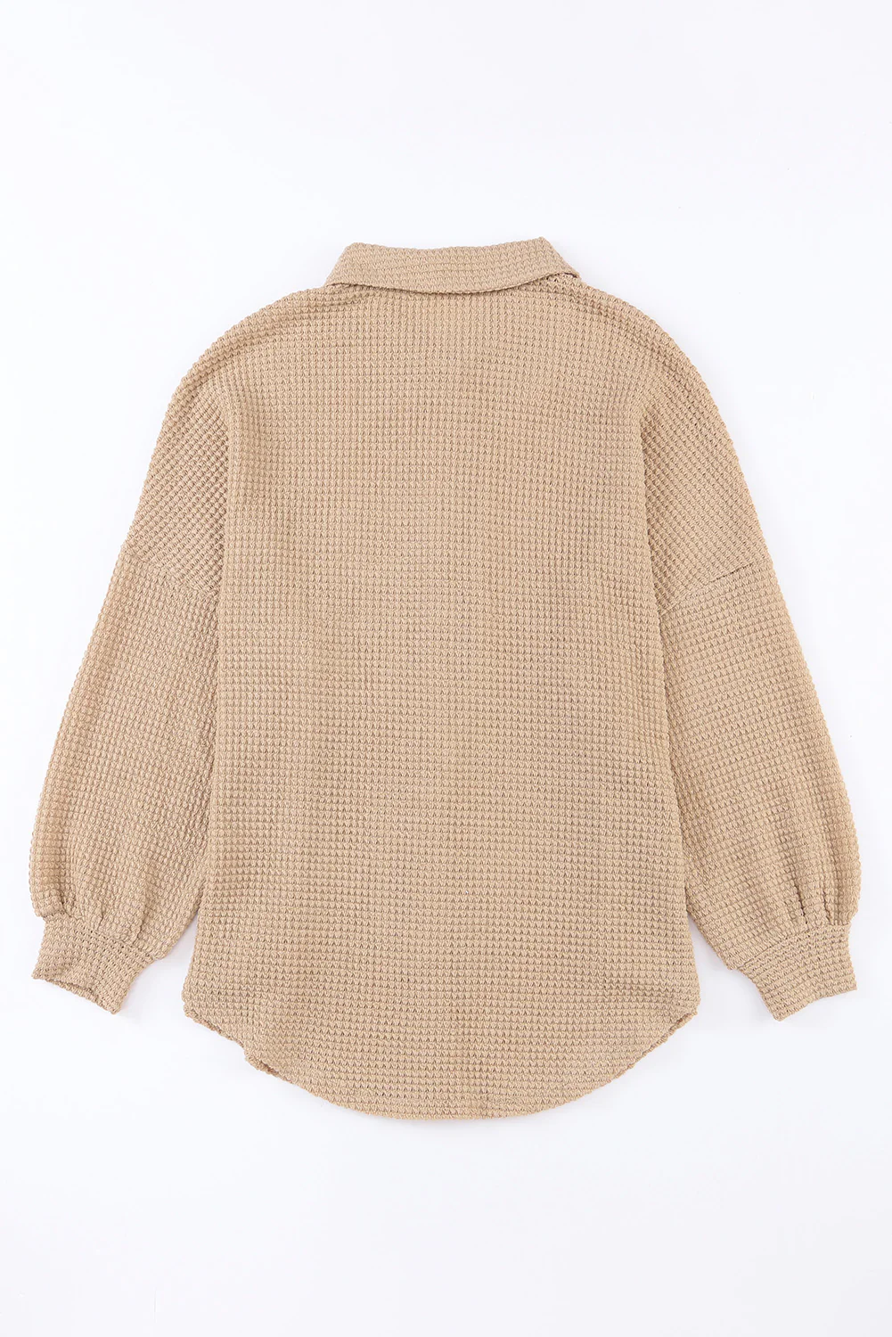 Pink Waffle Knit Button Up Casual Shirt