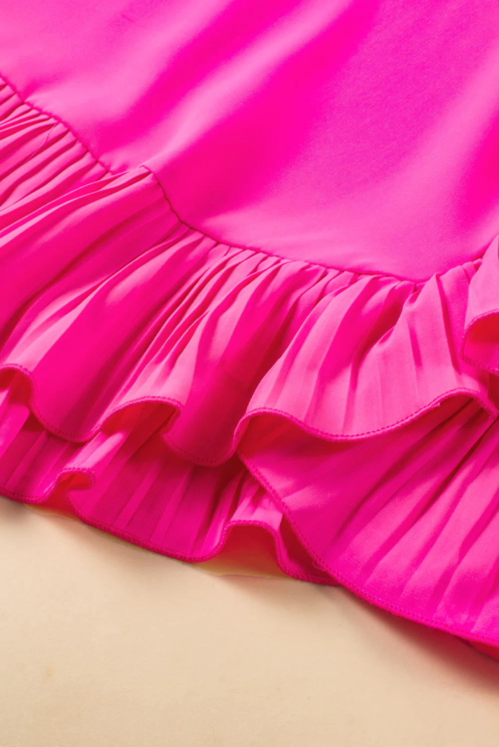 Solid Ruffled Edge Keyhole Back Mini Dress