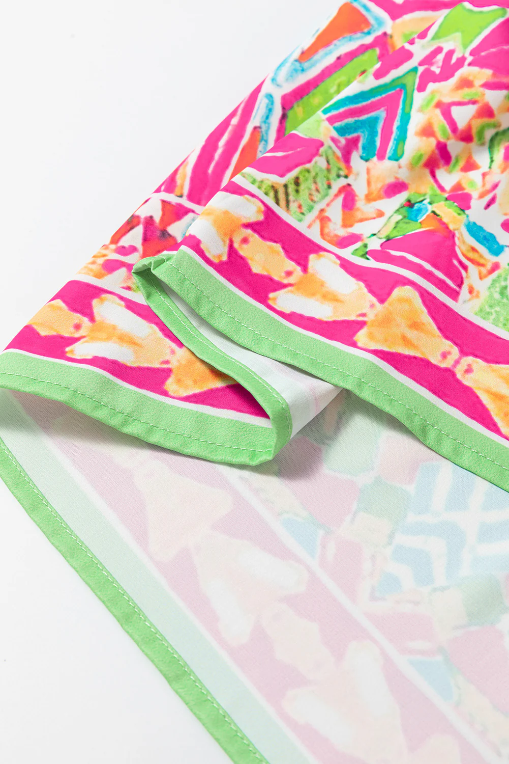 Geometric Print Bell Sleeve O Neck Babydoll Blouse