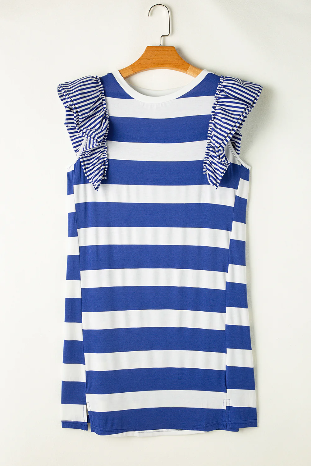 Stripe Contrast Ruffled Sleeve T-shirt Dress