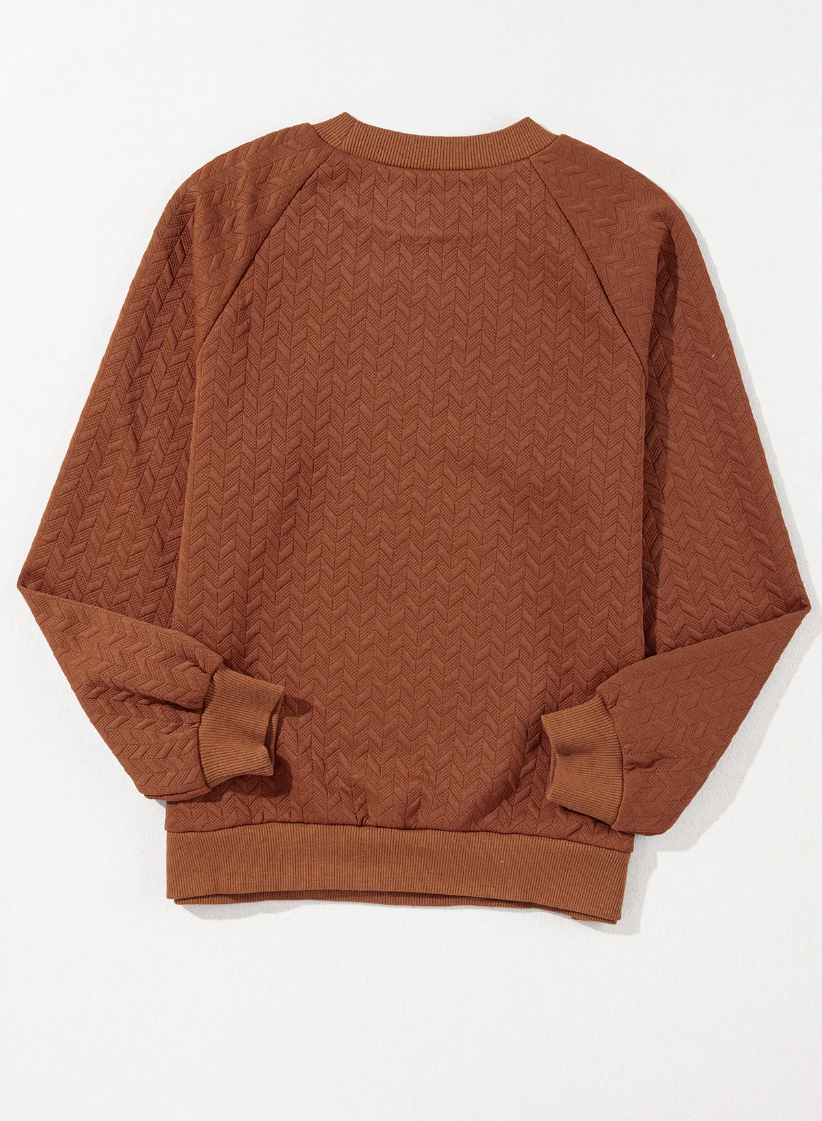 Solid Textured Raglan Sleeve Pullover Sweatshirt
