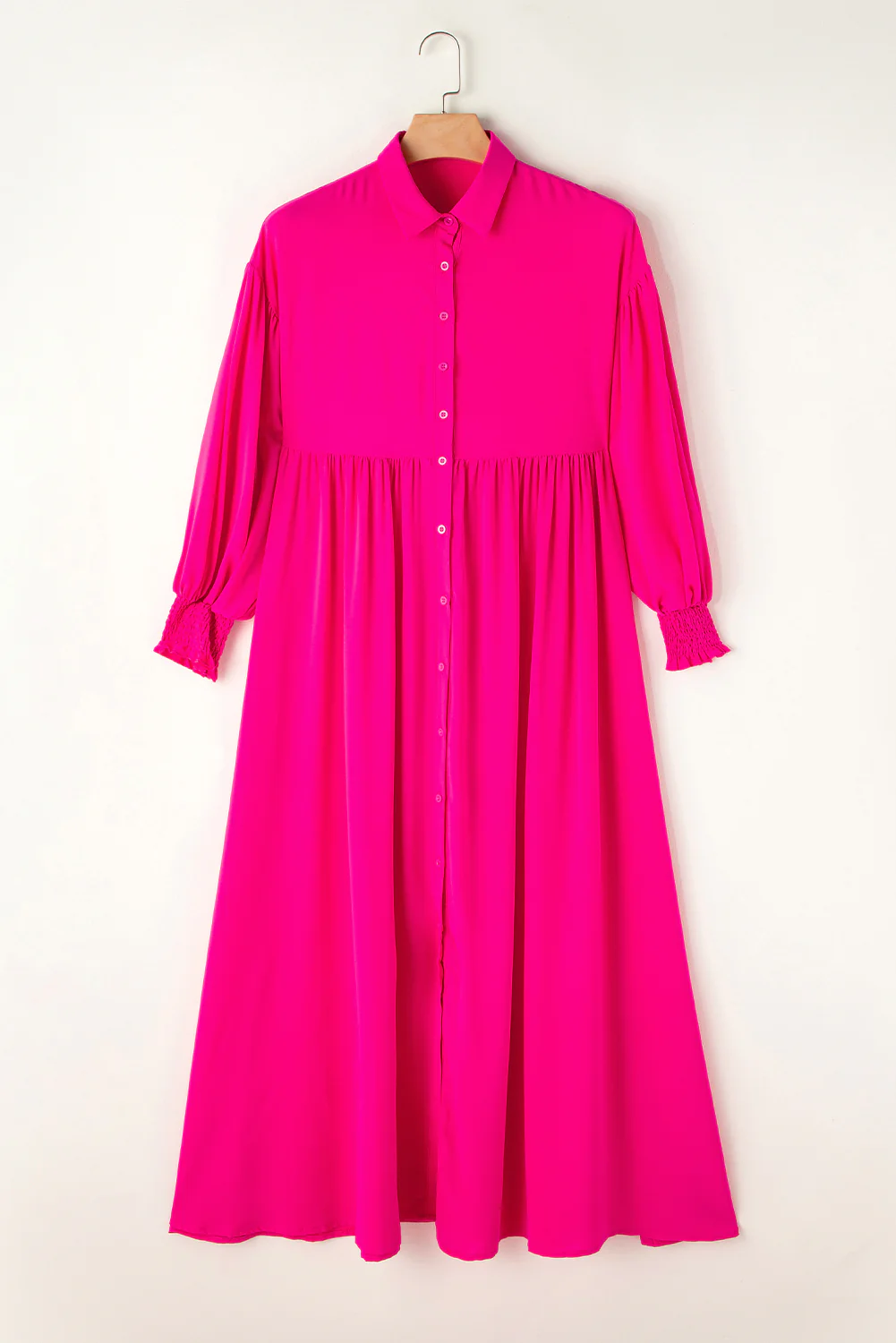 Bubble Sleeve Shirt Maxi Dress