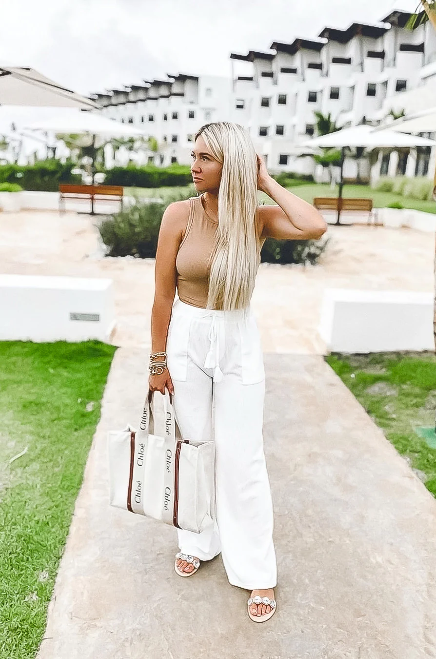 Almond Avery Wide-Leg Pants