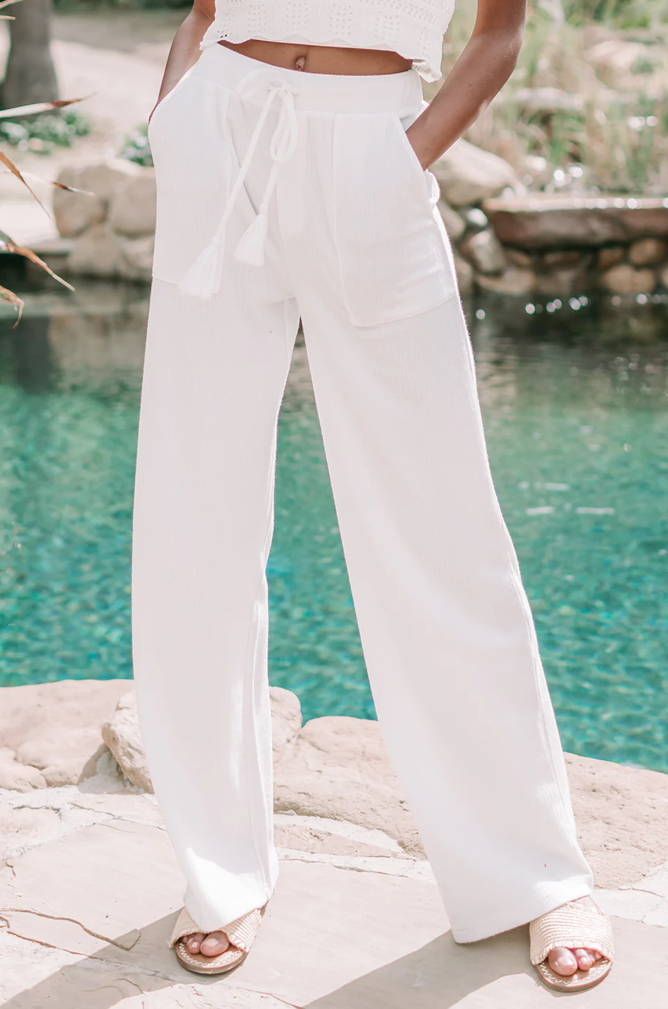 Almond Avery Wide-Leg Pants