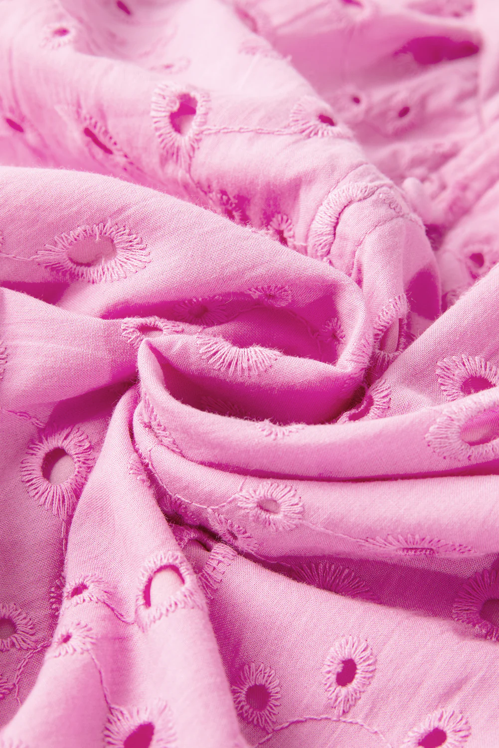 Flower Embroidered Hollow-out Puff Sleeve Blouse