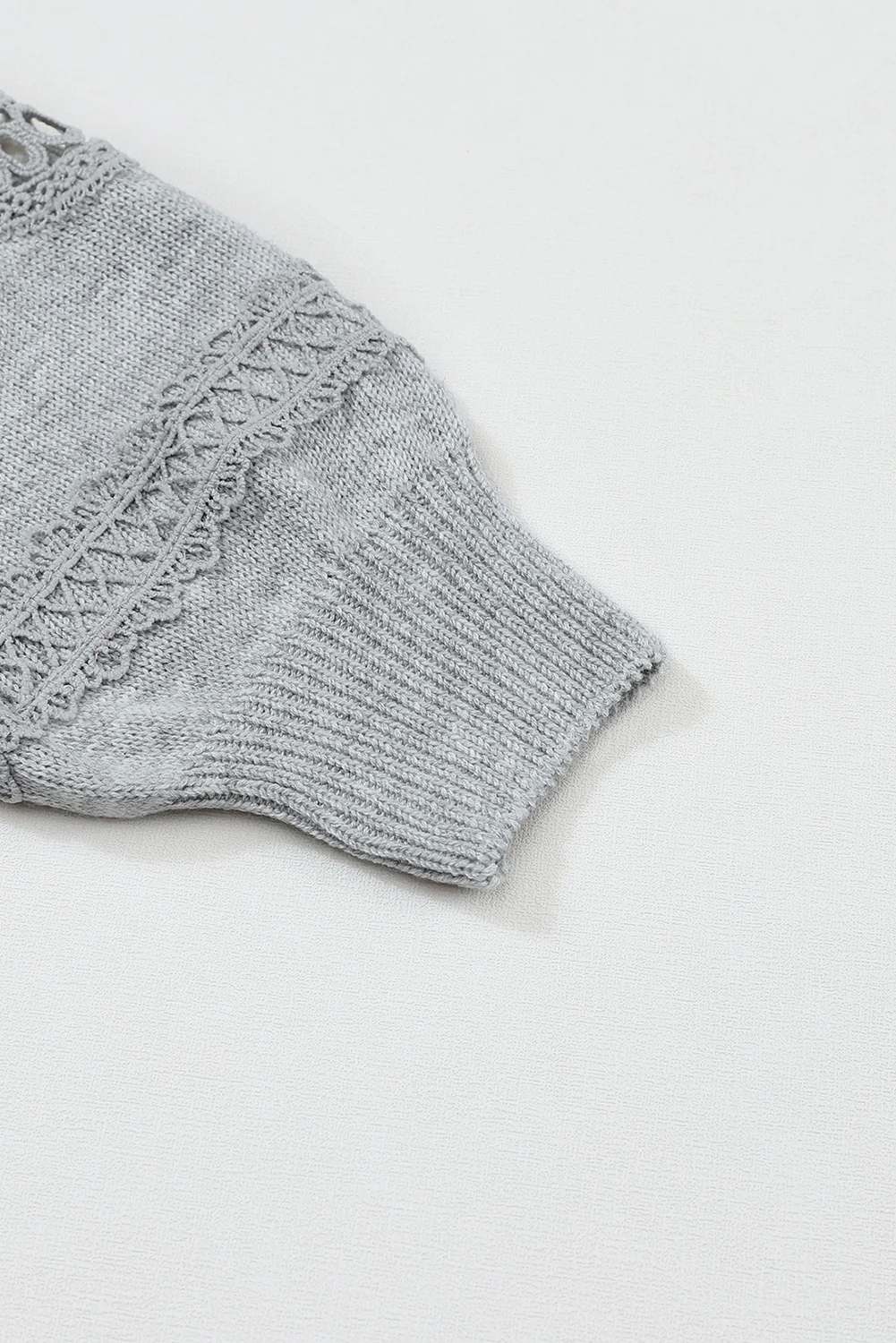 Hollowed Lace Splicing V Neck Loose Sweater