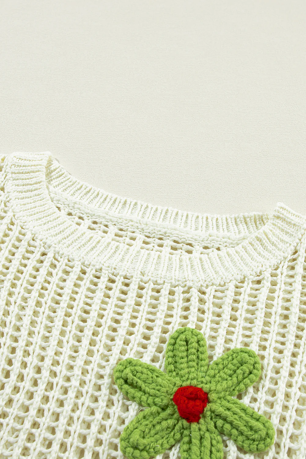 Crochet Flower Hollow-out Sweater T Shirt