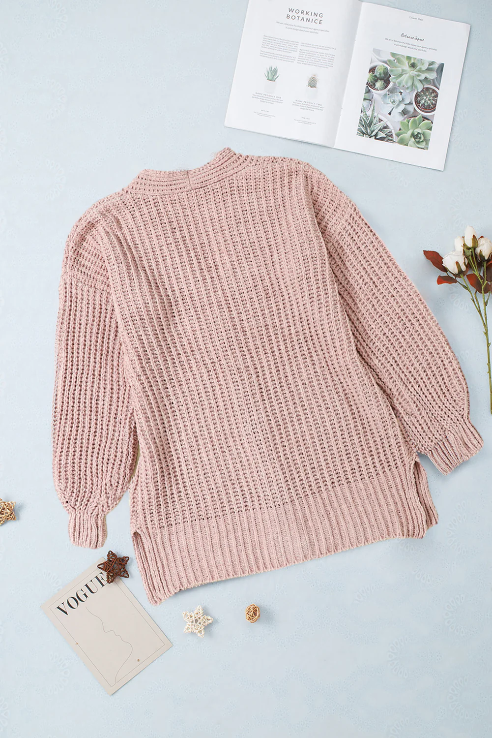 Buttoned Front Drop Shoulder Knitted Cardigan