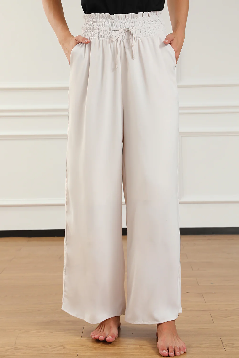 Smocked High Waist Wide Leg Pants