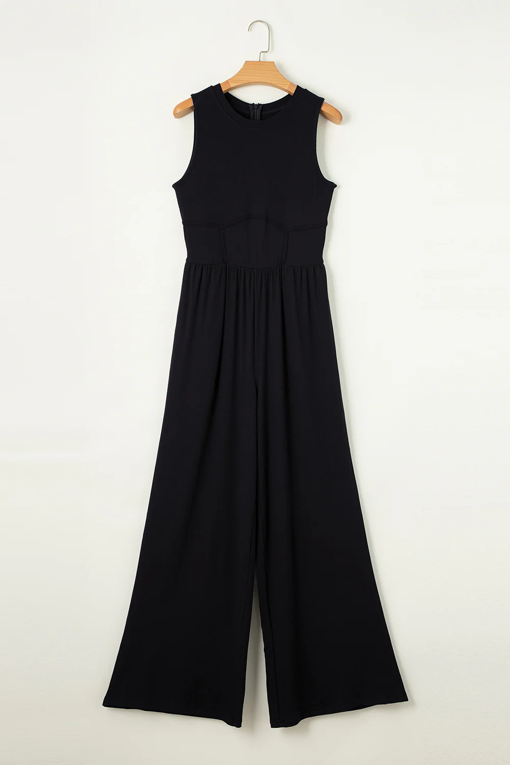 Medium Grey Cinched Waist Sleeveless Wide Leg Jumpsuit