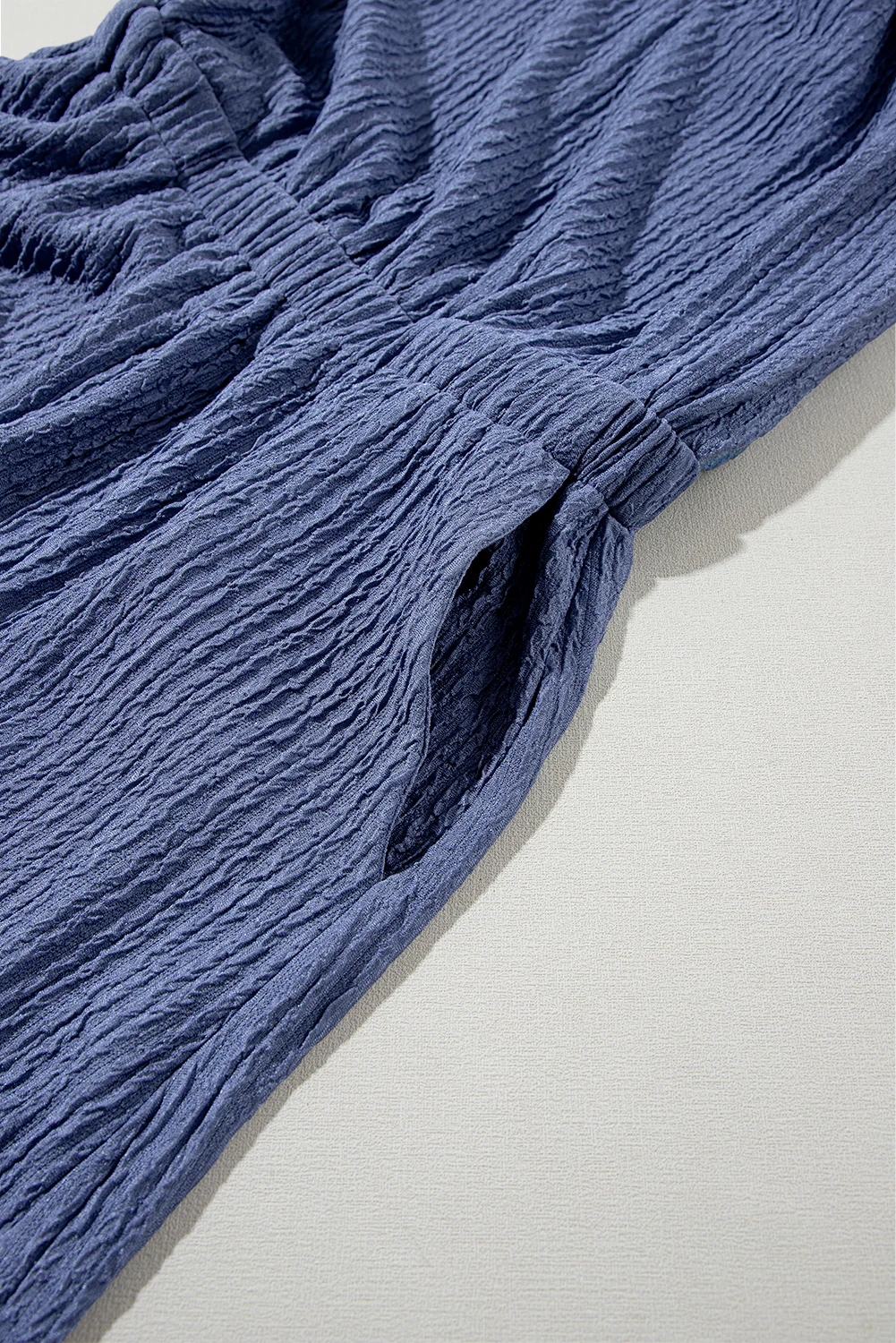 Knot Back High Neck Crinkle Textured Romper