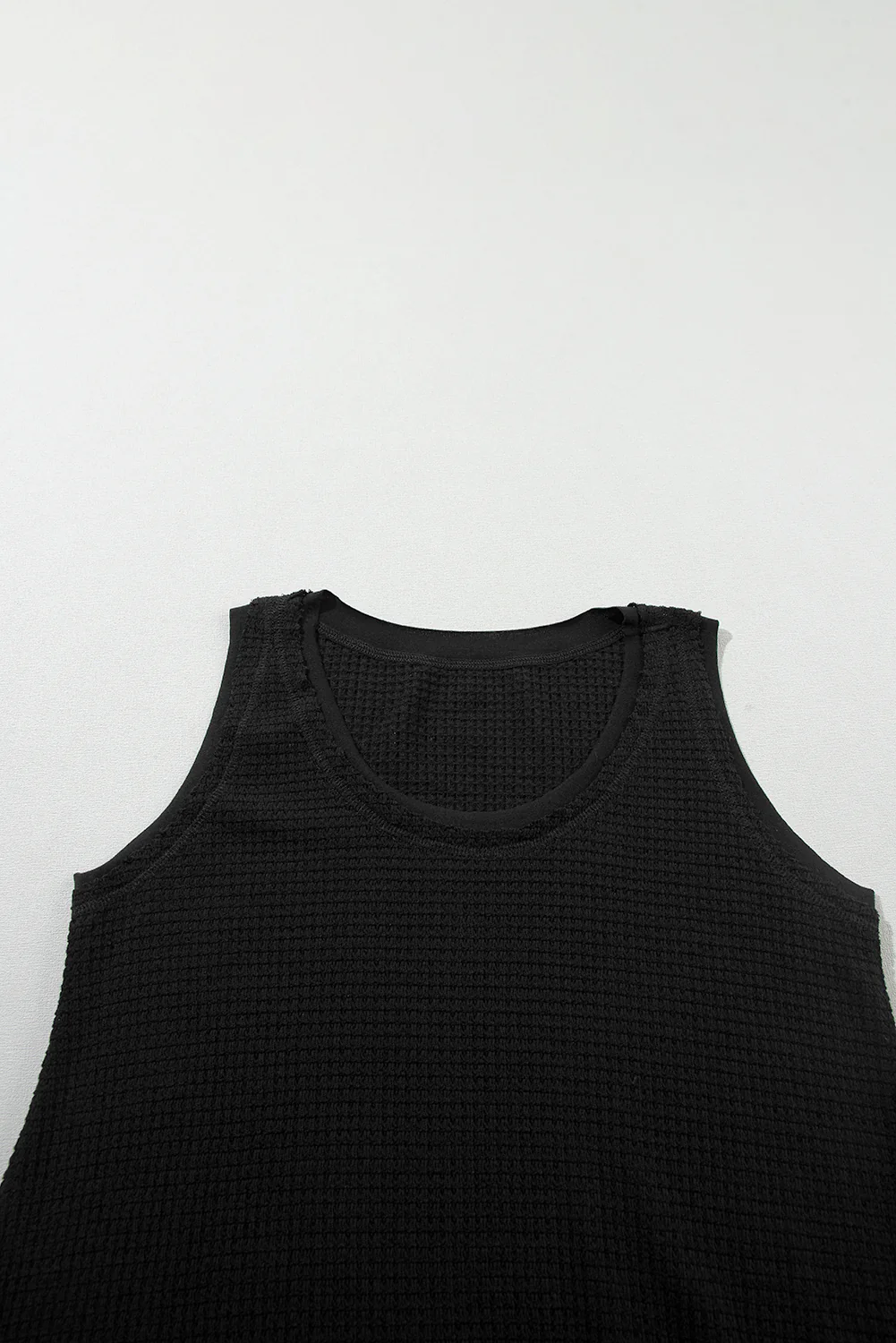 Scoop Neck Waffle Knit Flowy Vest