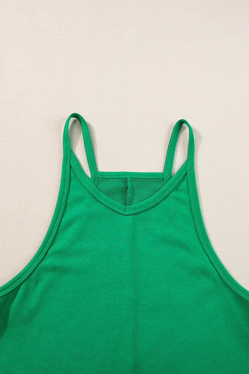 Sleeveless Pocketed V Neck Jersey Romper