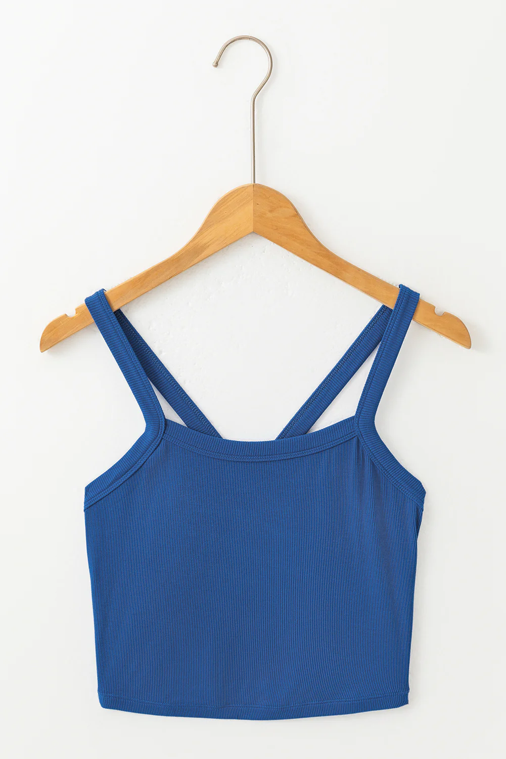 Navy Blue Athletic Ribbed Cropped Cami Top