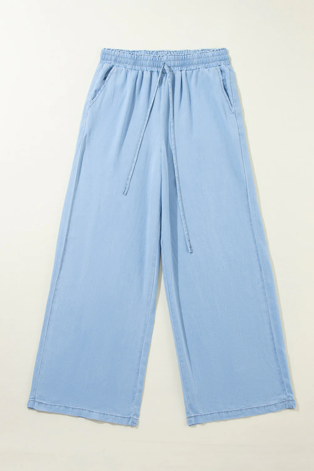 Myosotis Drawstring High Waist Wide Leg Denim Pants