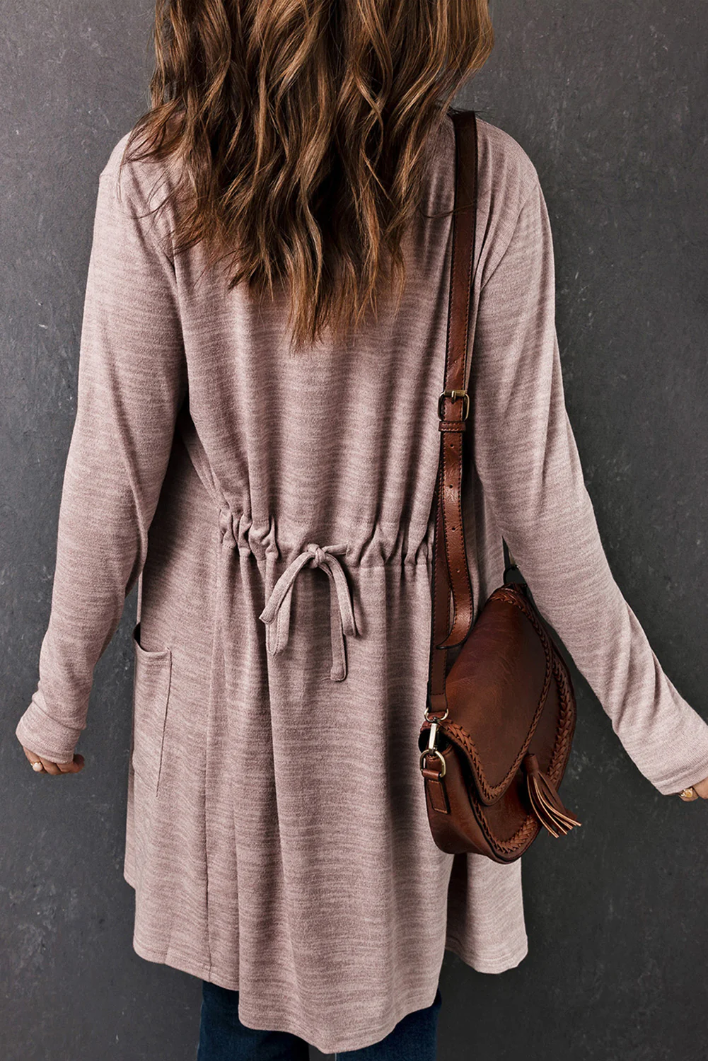 Open Front Pocketed Tunic Cardigan