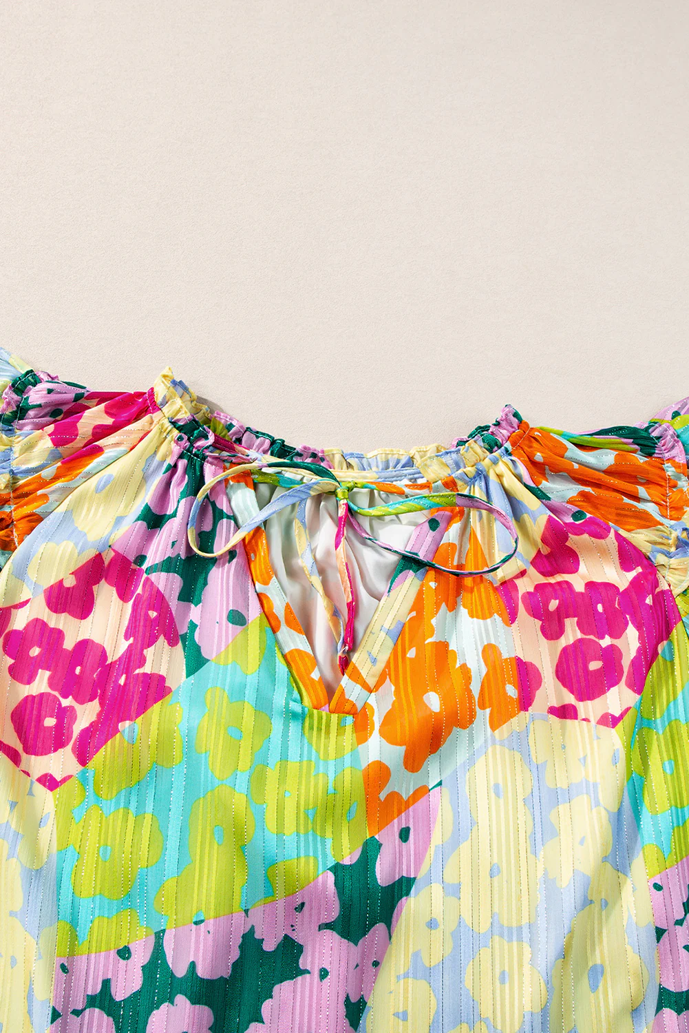 Leopard Flutter Sleeve V Neck Crinkled Blouse