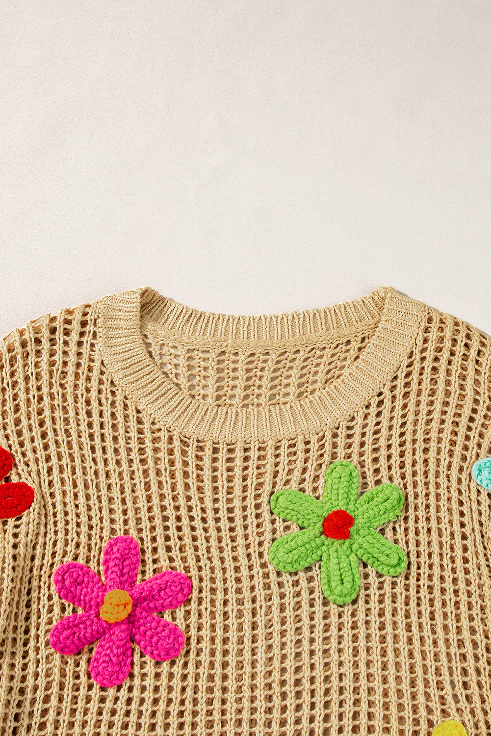 Crochet Flower Hollow-out Sweater T Shirt