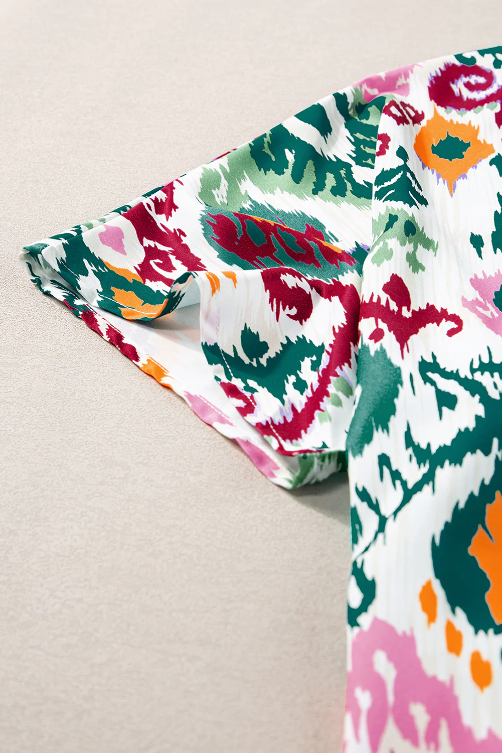 Western Print High Neck Bat Sleeve Blouse