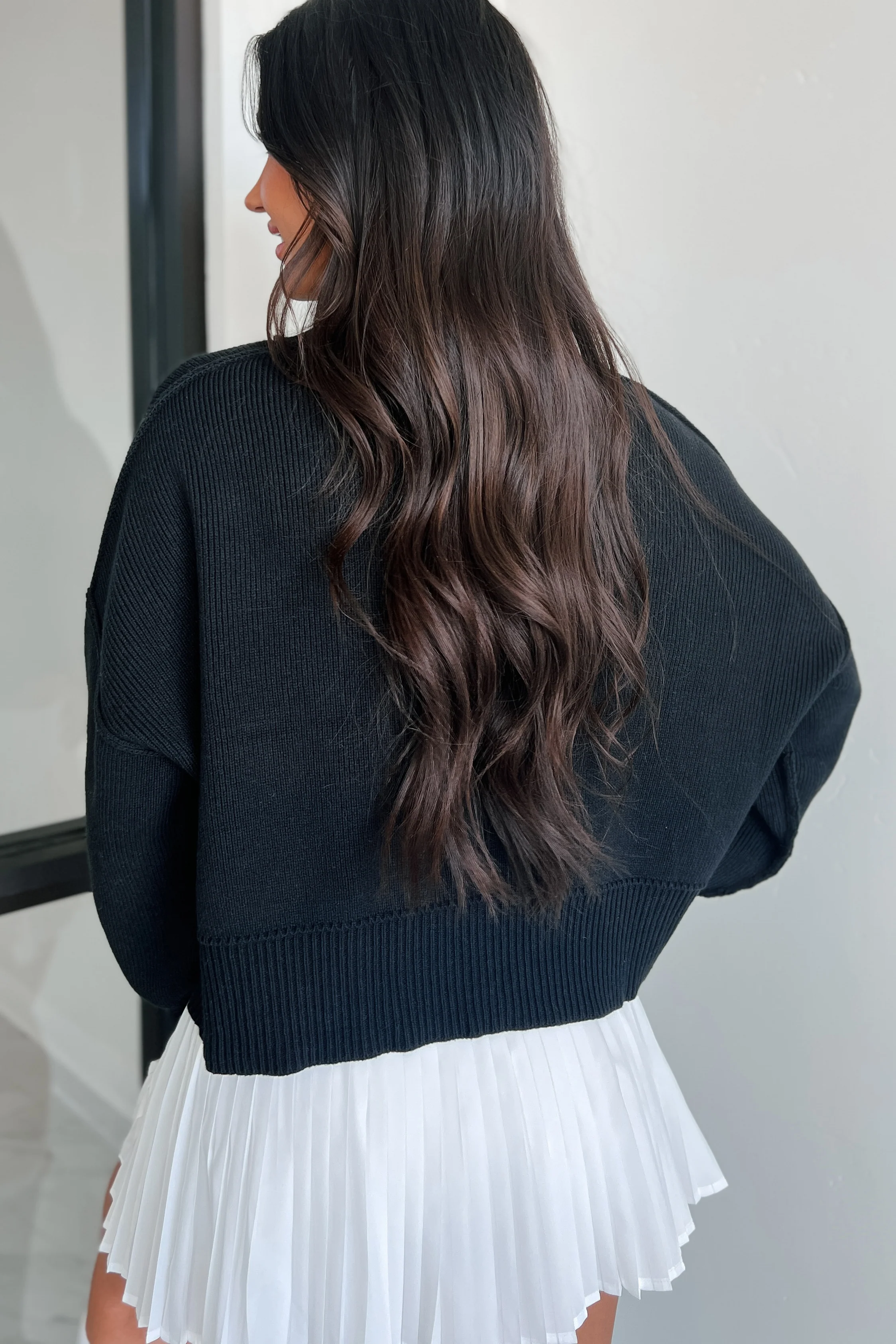 Cheerful Charm Oversized Zenana Crop Sweater (Black)