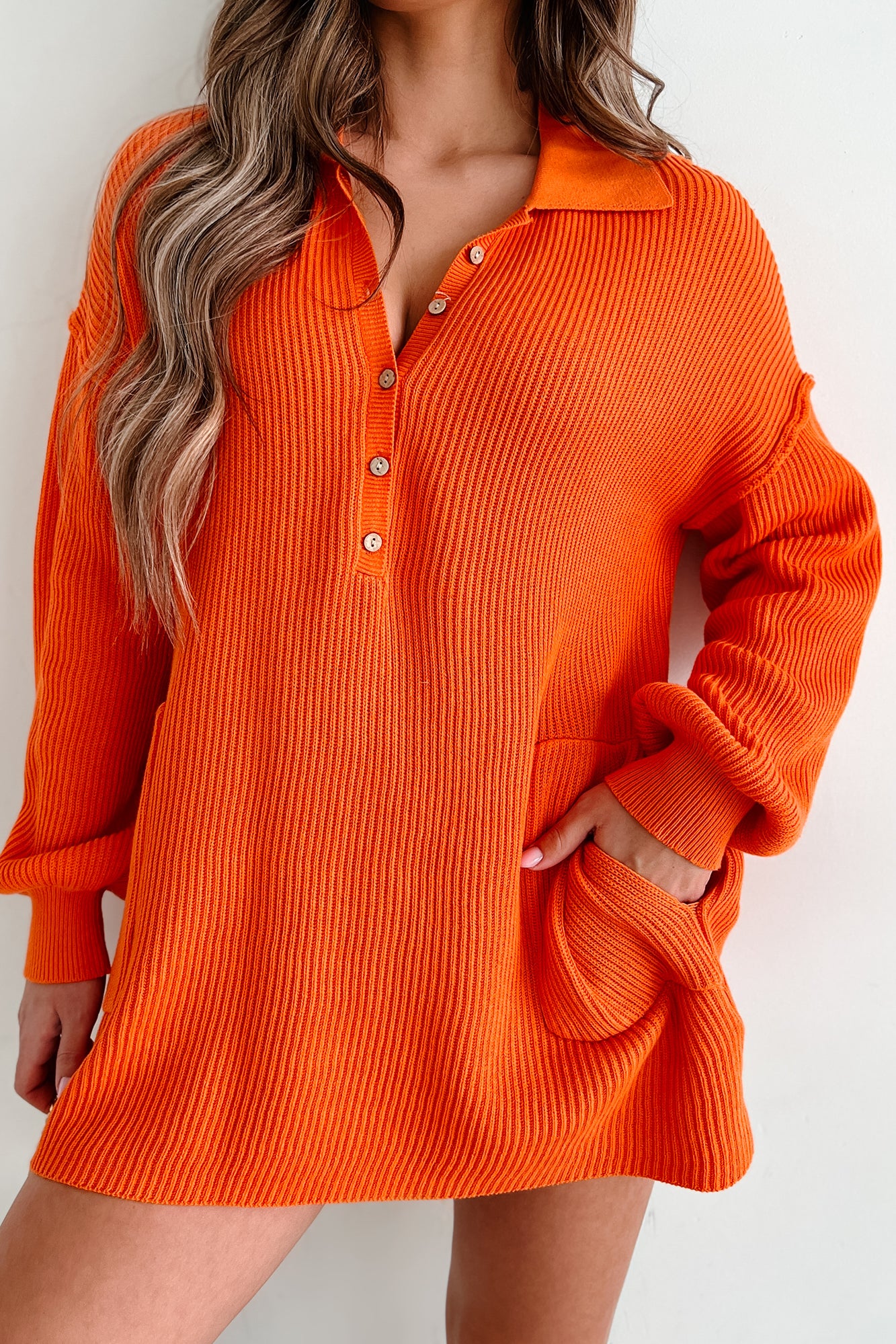 Posh Promises Sweater Knit Mini Dress (Tangerine)