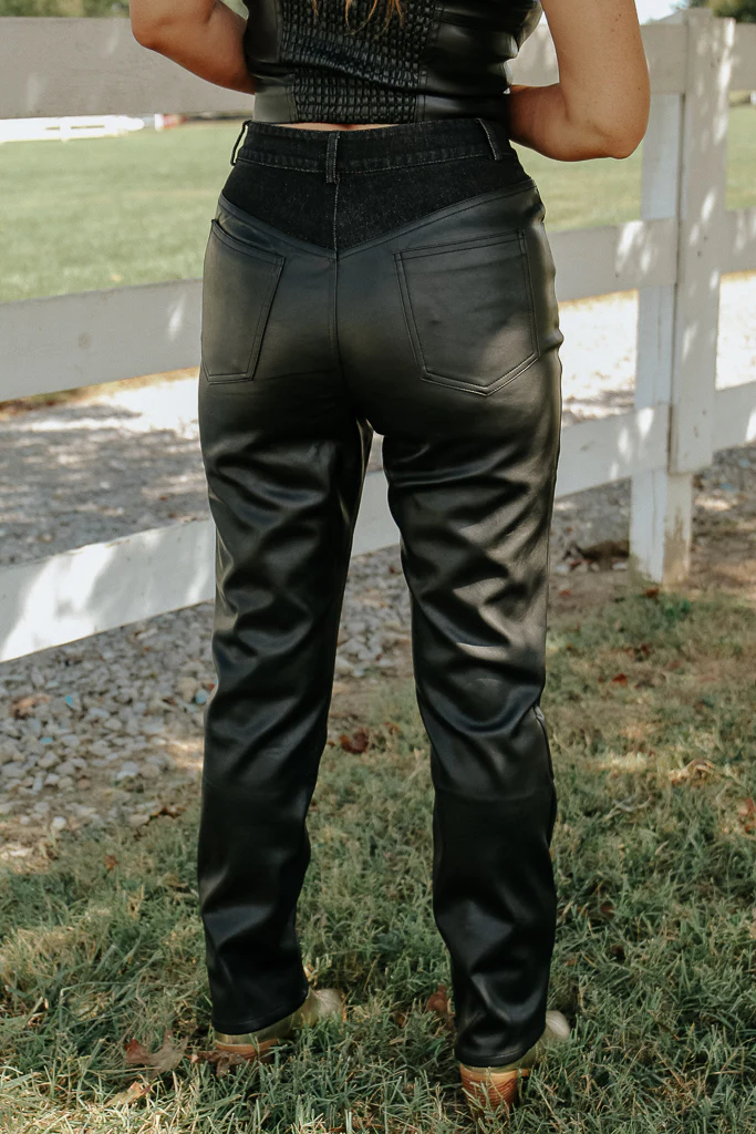 Harley Faux Leather/Denim Pants