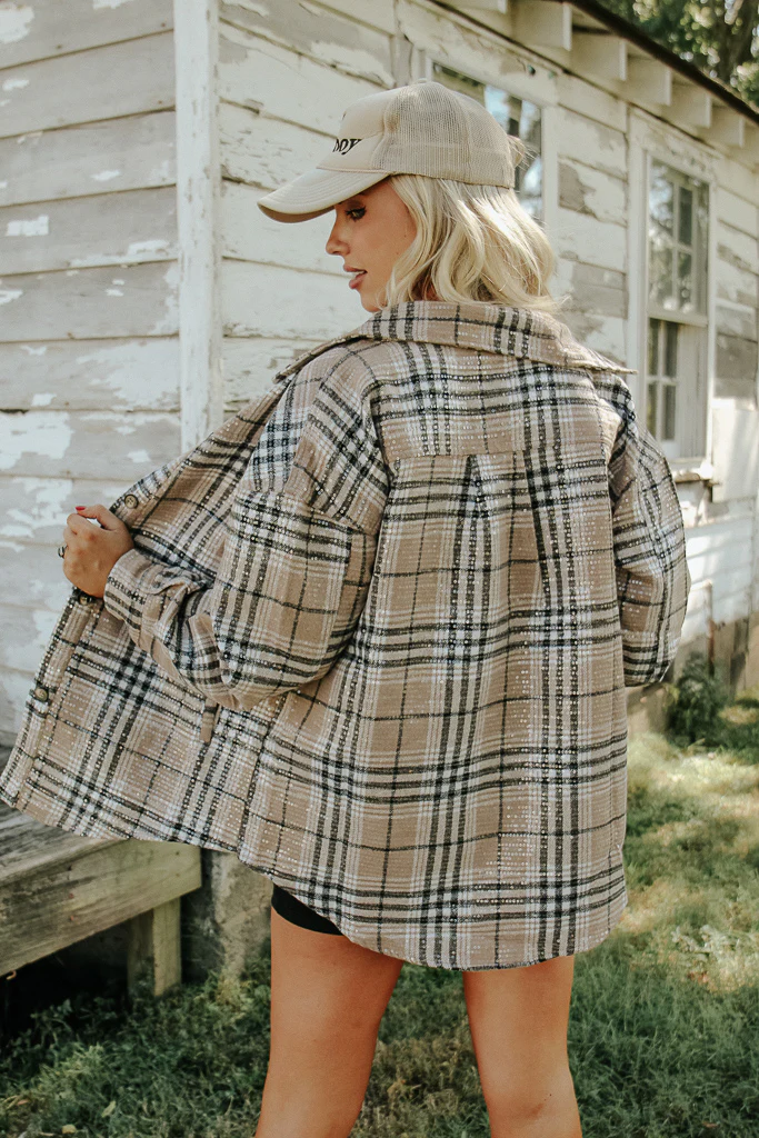 Sasha Plaid Sequin Shacket