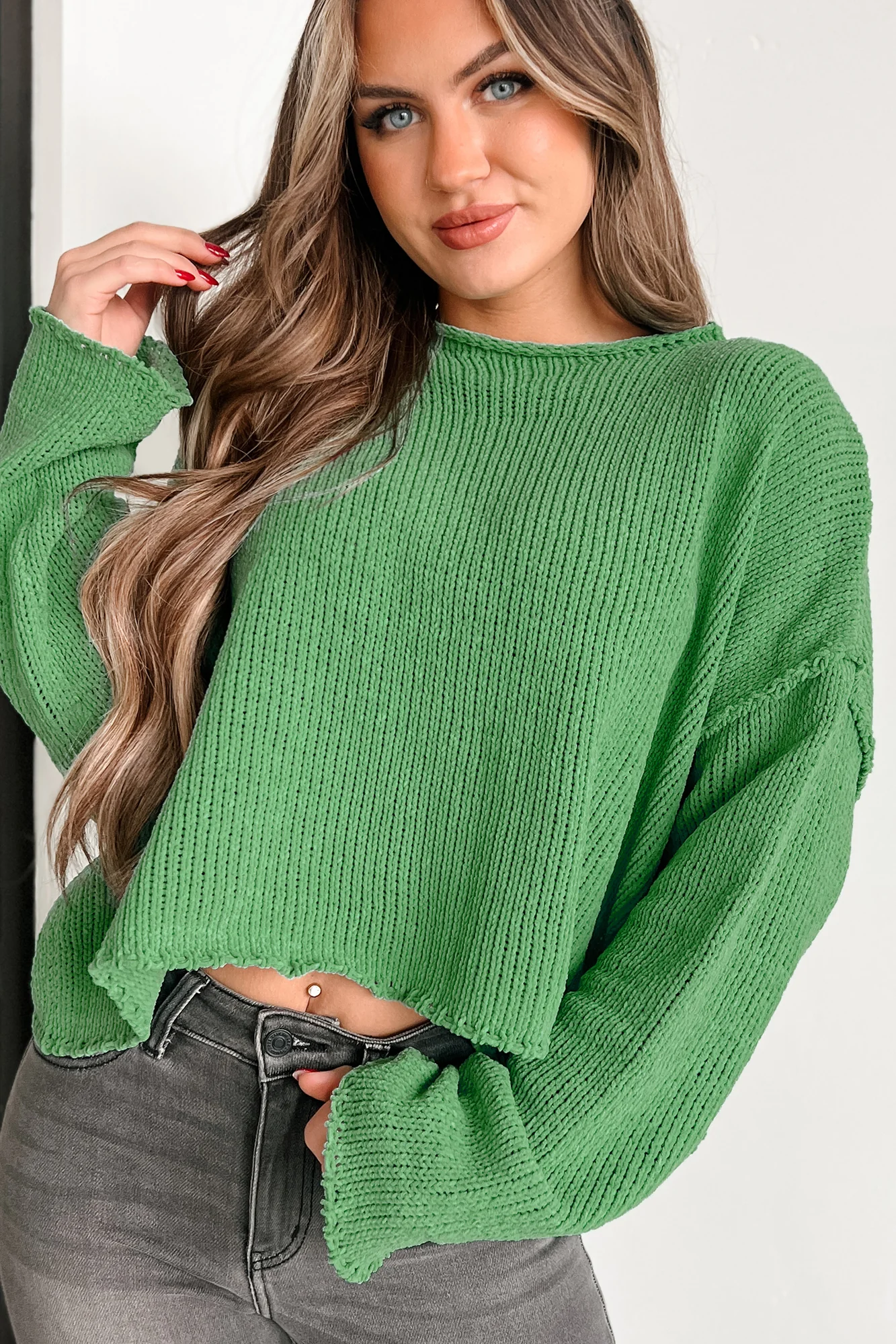 Getting My Hopes Up Chenille Sweater (Green)