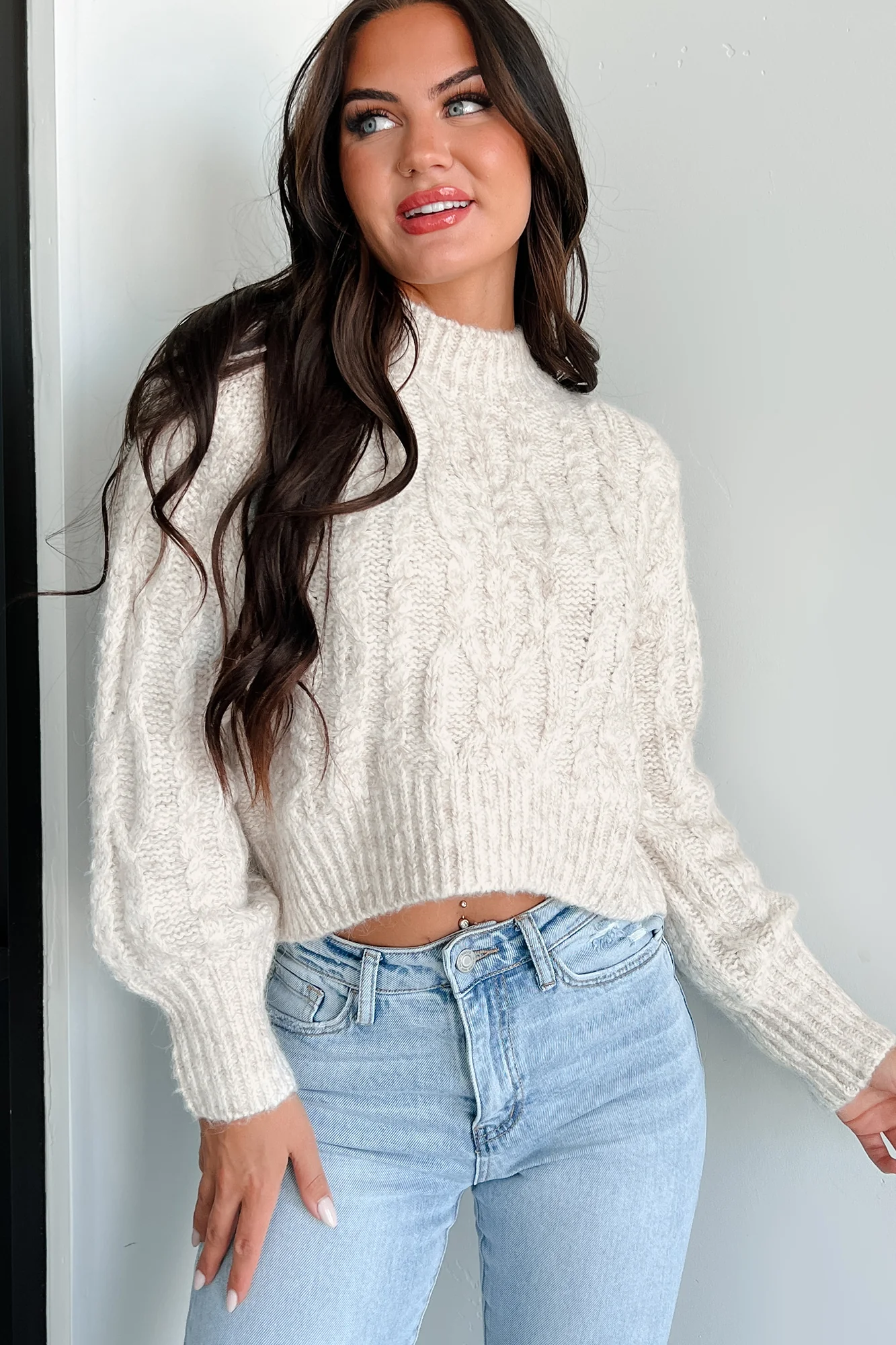 Banff Babe Cable Knit Sweater (Oatmeal)