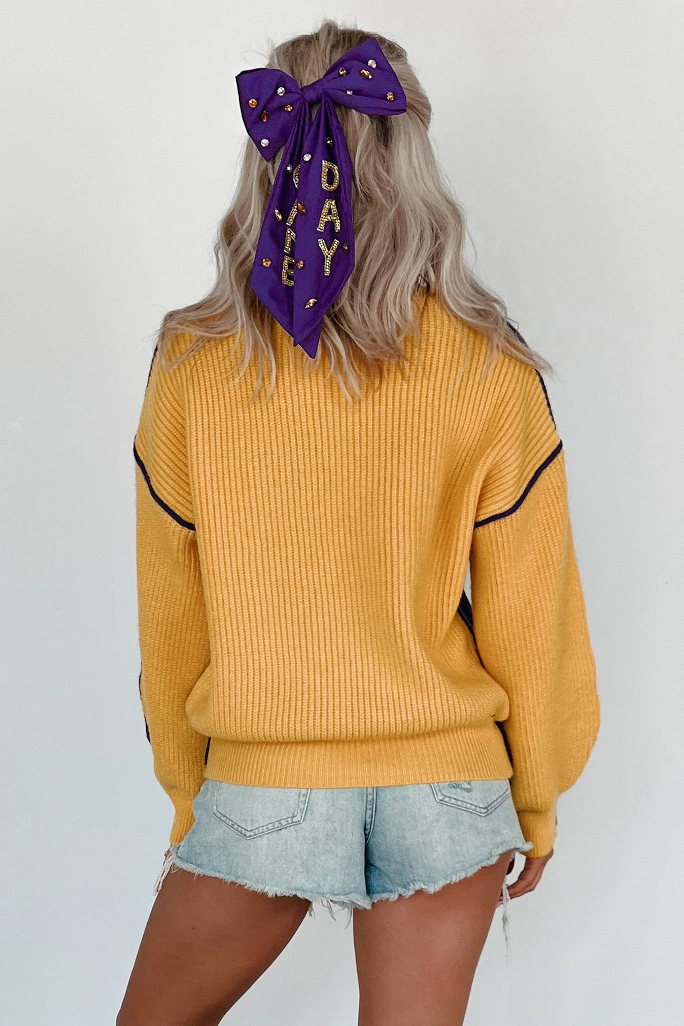 Competitively Cute Colorblock Sweater (Purple/Yellow)