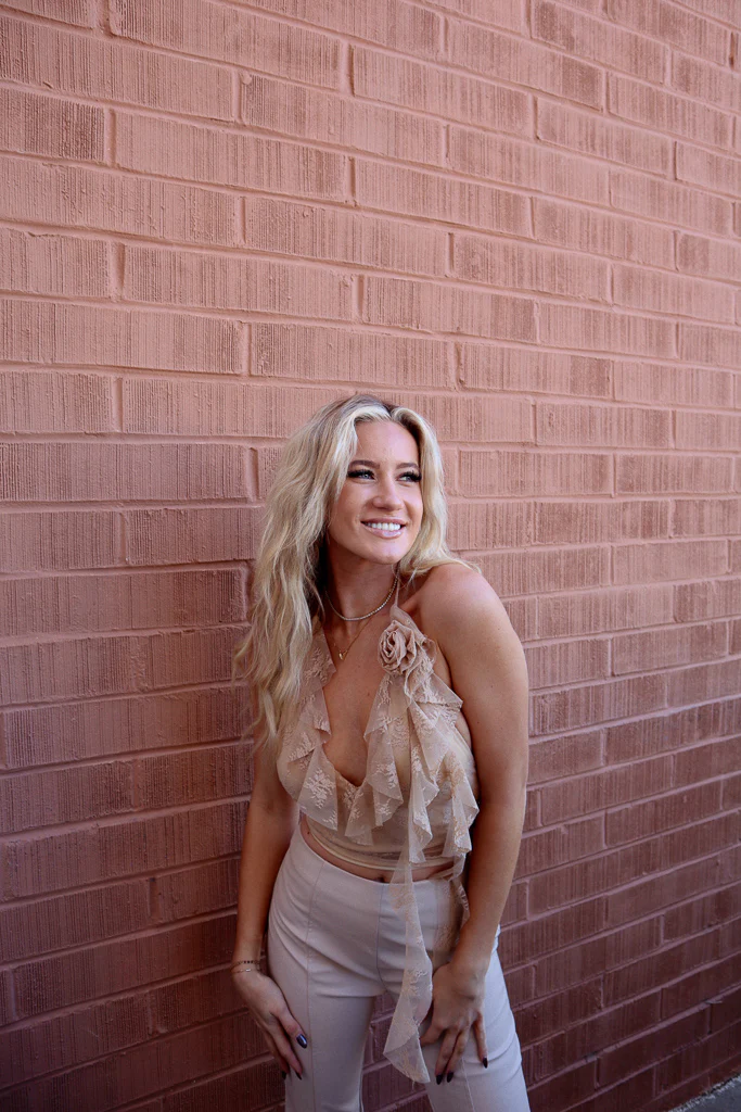 Layla Lace Rosette Halter Crop