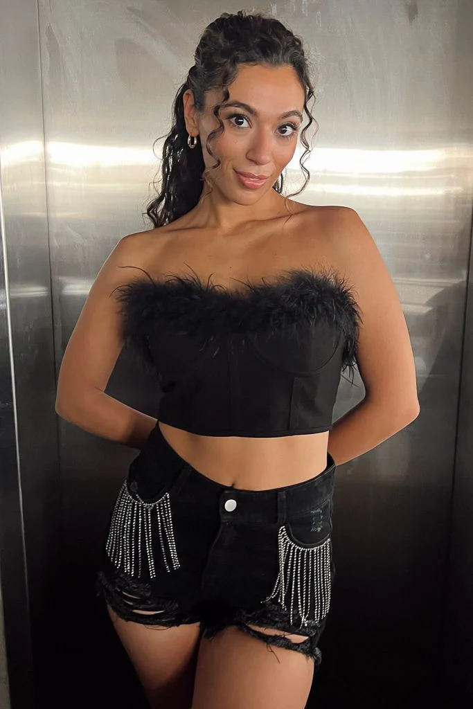 Cher Feather Corset - Black