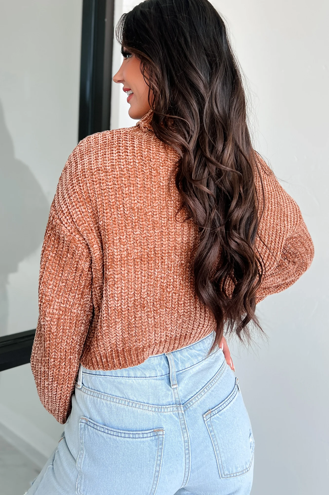 Autumn Comforts Zenana Chenille Sweater (Deep Camel)